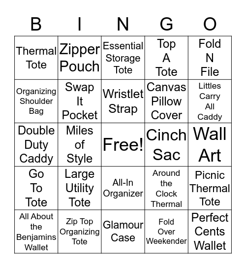 Thirty-One Bingo Card