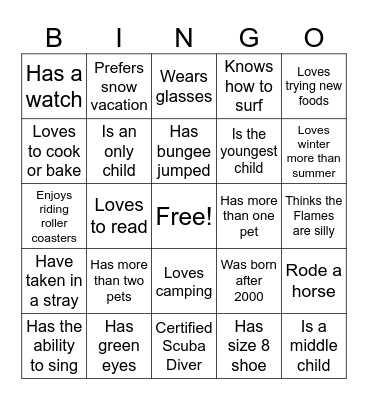 Ice-Ice Breaker! Bingo Card