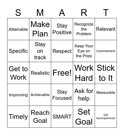 SMART GOALS BINGO Card