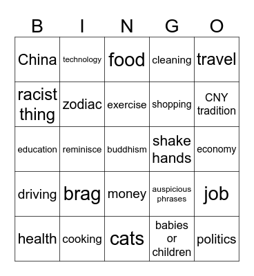 CNY Day 4 Bingo Card