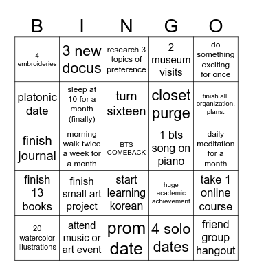 bangtans! year! Bingo Card