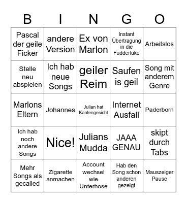Pascals Bingo Bongo Bingo Card