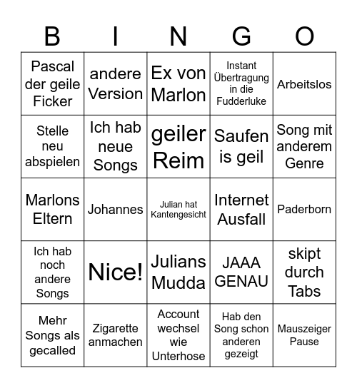 Pascals Bingo Bongo Bingo Card