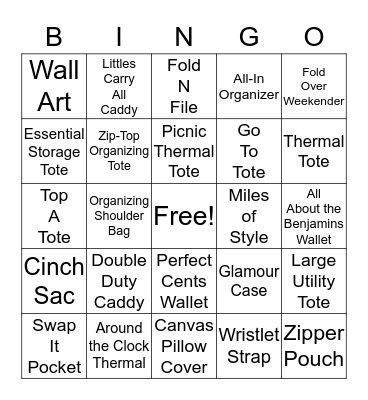Thirty-One Bingo Card