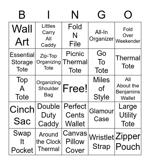 Thirty-One Bingo Card