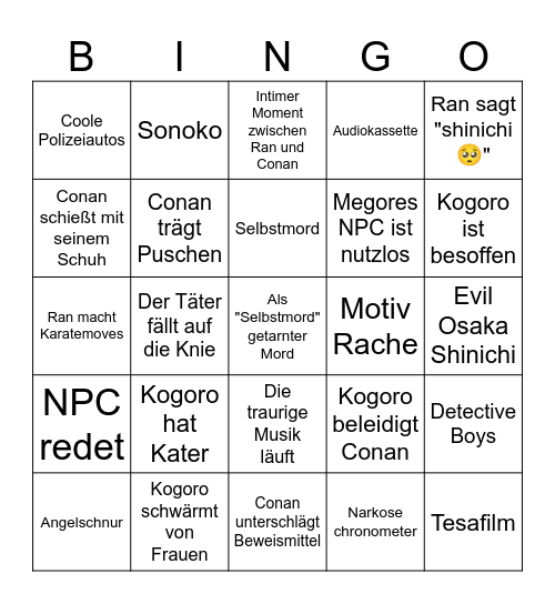 Detektiv Conan Bingo Card
