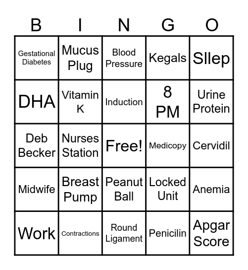 Baby Love Bingo Card