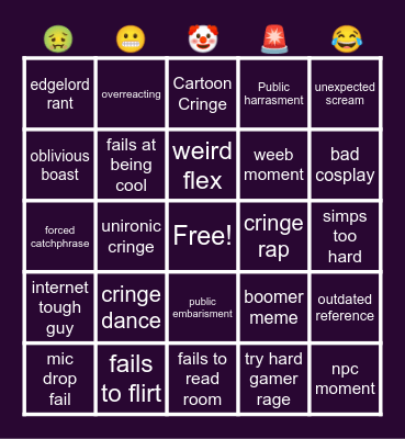 Cringe Comet Bingo Card