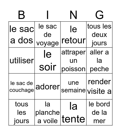 CH. 1, VOC. 2 Bingo Card