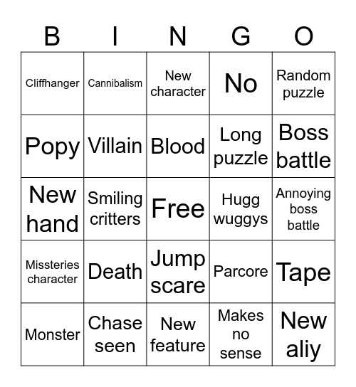 Popy play  time chapter 4 Bingo Card