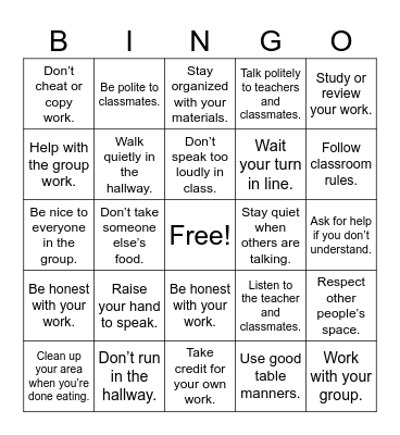 Expected vs. Unexpected Behaviors Bingo Card
