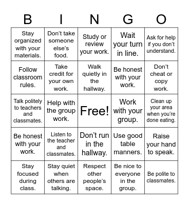 Expected vs. Unexpected Behaviors Bingo Card