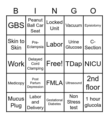 Baby Love Bingo Card