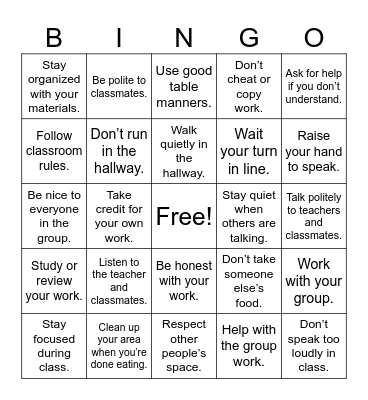 Expected vs. Unexpected Behaviors Bingo Card