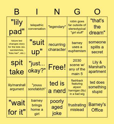 HIMYM Bingo Card