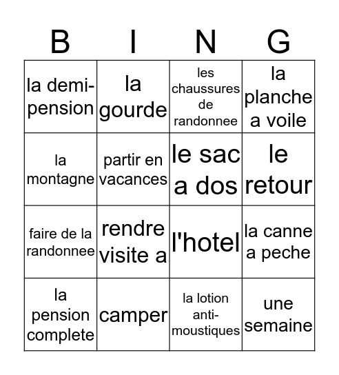 Chapter 1, Vocab 2 Bingo Card