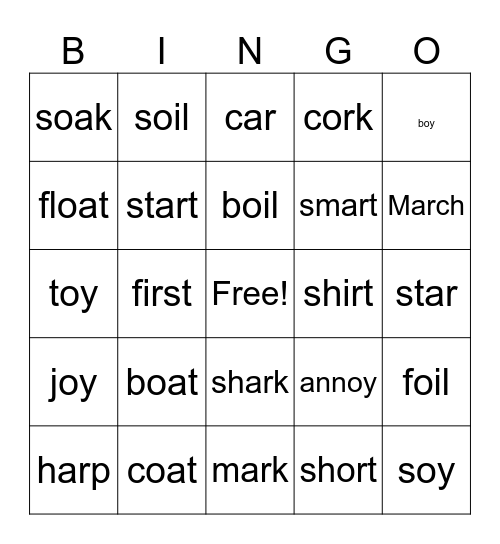 James January Bingo Card