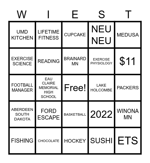 BRIDAL BINGO Card