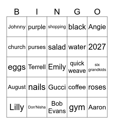 Emily BINGO! Bingo Card