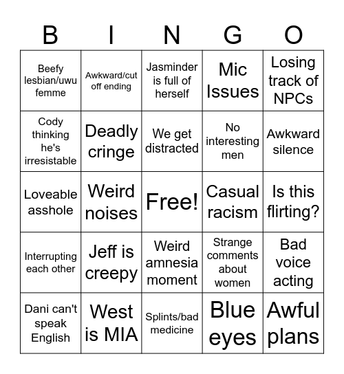 dnd Bingo Card
