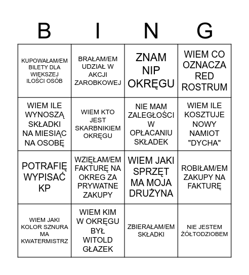 KURS KWATER Bingo Card