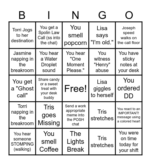Heart Of The 5th Floor Bingo Card