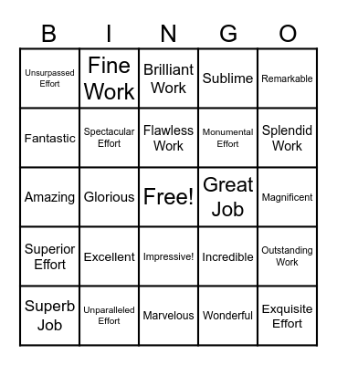 Superlative Bingo Card