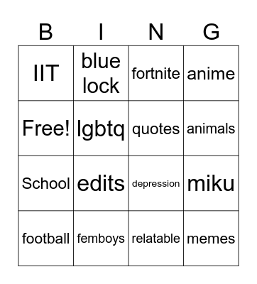 insta reels Bingo Card