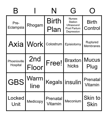 Baby Love Bingo Card