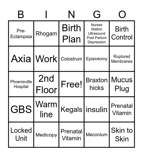 Baby Love Bingo Card