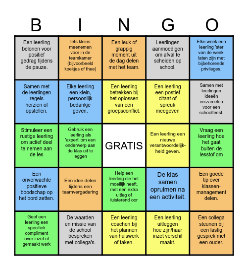 Pedagogisch Klimaat Bingo Card