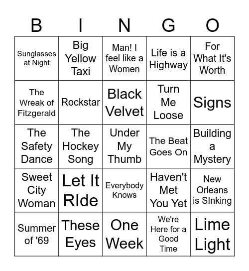 You Hoser! Bingo Card