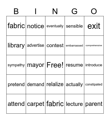 False Friends Bingo Card