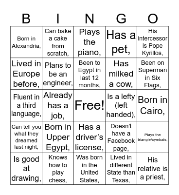 Archangel Michael High School Bingo Card