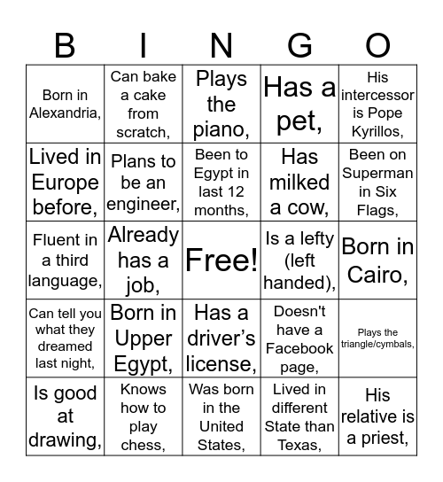 Archangel Michael High School Bingo Card