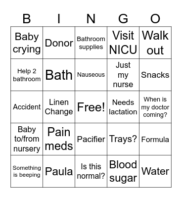 Call Light Bingo Card