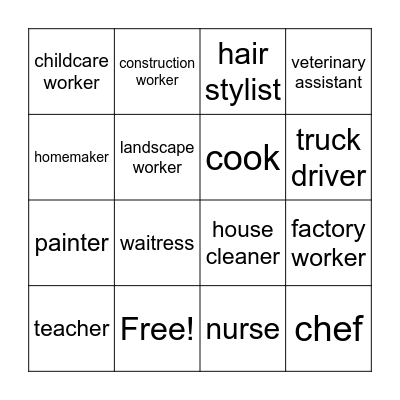 Jobs Bingo Card