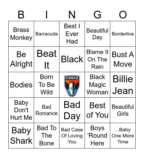 Songs that start with 'B' Bingo Card