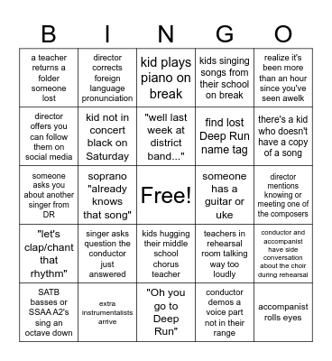 District Chorus BINGO 2025 Bingo Card