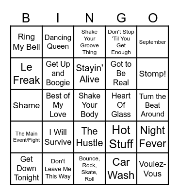 Disco Bingo Round 1 Bingo Card