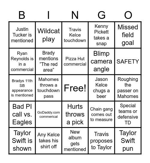 SUPER BOWL DRINKING BINGO Card