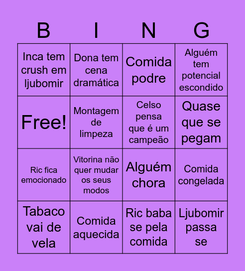 Tonyman Bingo Card