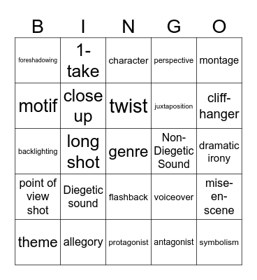 Film Study Bingo Card