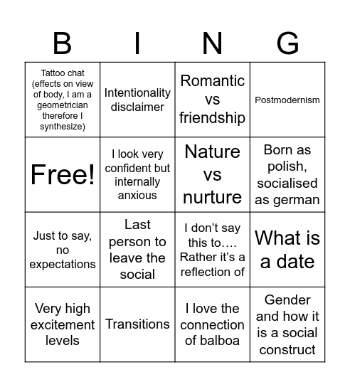 Alan Bingo Card