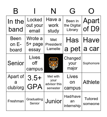 Senior Class Bingo Card