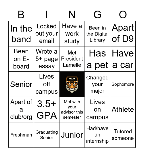 Senior Class Bingo Card