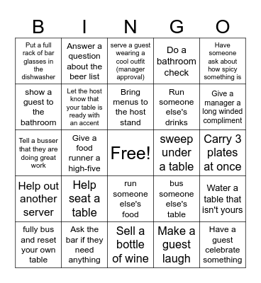 Server Bingo Card