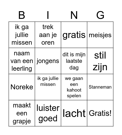 Mr. Berghmans bingo!! Bingo Card