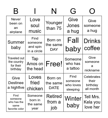 Birthday Bingo Card