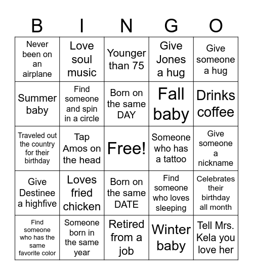 Birthday Bingo Card